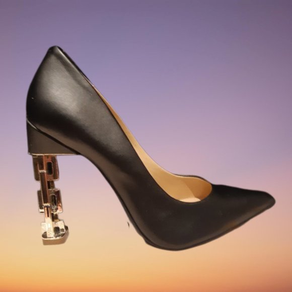 KATY PERRY "The Suzanne"  Black Gold High Heels Pumps Statement Shoes Size 6 NEW - Picture 5 of 8